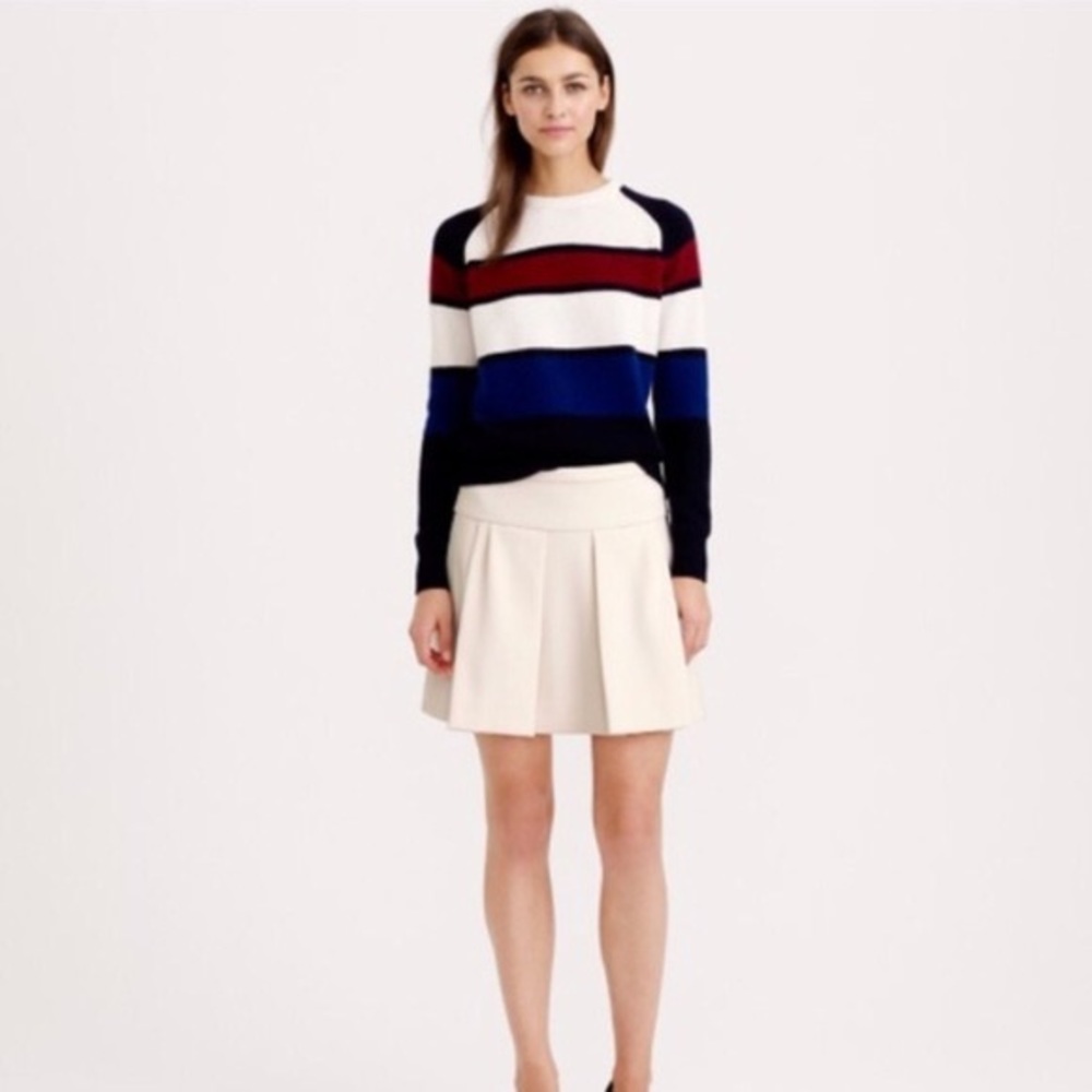 J. Crew Cream Pleated Mini Skirt